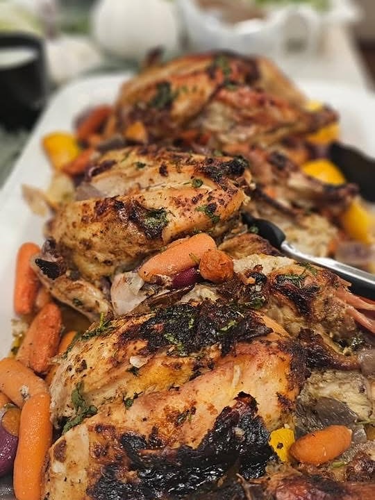 Roast chicken catered by Big Mil's Catering