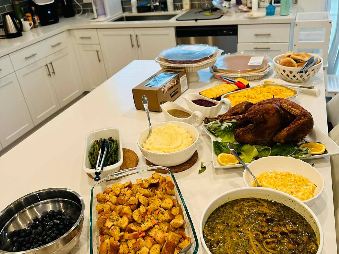 Holiday meal spread prepared for customers